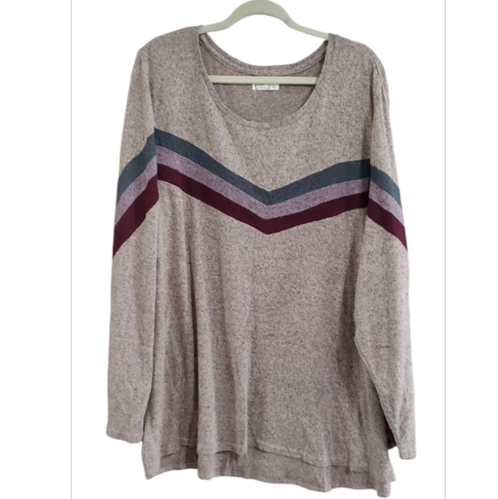 Maurices Long Sleeve Top with Chevron Stripes